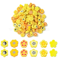 6 Styles Handmade Polymer Clay Beads, Flower, Mixed Color, 7~10x7~11x3~5mm, Hole: 1.2~1.8mm, 15pcs/style(CLAY-YW0001-95)