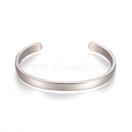 304 Stainless Steel Cuff Bangles, Stainless Steel Color, 2-1/4x1-5/8 inch(5.7x4cm), 4mm(STAS-I110-10-4mm-P)