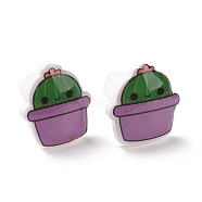 Acrylic Cute Plants Stud Earrings with Plastic Pins for Women, Crown Pattern, 12x11mm, Pin: 1mm(EJEW-F293-01D)