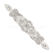 Flower Pattern Hotfix Rhinestone, Glass Crystal Rhinestone Applques, for Bridal Dress, Sash, Belt, Crystal, 253x51x8mm(DIY-WH0502-89)