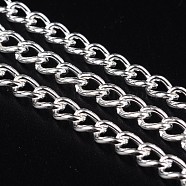 Iron Twisted Chains Curb Chains, Unwelded, Silver Color Plated, with Spool, Link: 4x6mm, 1mm thick, about 164.04 Feet(50m)/roll(CHS007Y-S)