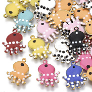 Alloy Enamel Charms, Enamelled Sequins, Octopus, Mixed Color, 14x11x1.5mm, Hole: 1mm(PALLOY-S174-14)