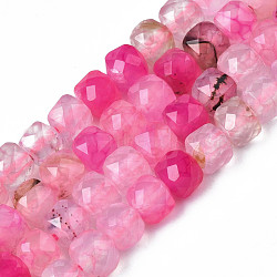 Natural Agate Beads Strands, Faceted, Dyed, Faceted, Cube, Hot Pink, 5x5.5x5.5mm, Hole: 1mm, about 61~62pcs/strand, 12.20 inch~12.40 inch(31~31.5cm)(G-S359-375E)