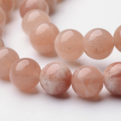 Natural Sunstone Round Bead Strands, 8mm, Hole: 1mm, about 49pcs/strand, 14.9 inch(X-G-F262-01)