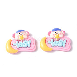 Opaque Resin Cabochons, Cartoon Style Speech Bubble Shape with Animal & Word, Dog Pattern, 23x29x6.5mm(CRES-P023-01C)