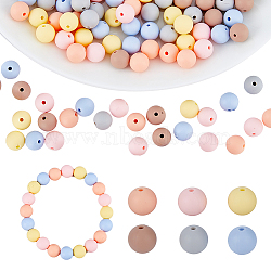 120Pcs 6 Colors Food Grade Eco-Friendly Silicone Beads, Chewing Beads For Teethers, DIY Nursing Necklaces Making, Round, Mixed Color, 9mm, Hole: 1.4mm, 20pcs/color(SIL-HY0001-15)