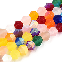 Imitate Austrian Crystal Bicone Frosted Glass Beads Strands, Grade AA, Faceted, Colorful, 3.5x3mm, Hole: 0.8mm, 108~123pcs/strand, 12.76~14.61 inch(32.4~37.1cm)(GLAA-F029-TM3mm-A29)