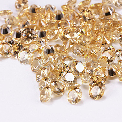 Diamond Shaped Cubic Zirconia Pointed Back Cabochons, Faceted, Sandy Brown, 5mm(ZIRC-R004-5mm-04)