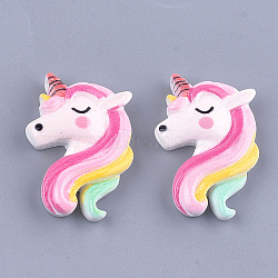 Resin Cabochons, Unicorn, Colorful, 29x20x6mm(X-CRES-T015-25)