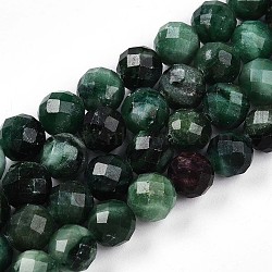 Natural Fuchsite Beads Strands, Round with Faceted, 8~8.5x8~8.5mm, Hole: 0.9mm, about 48pcs/strand, 15.35~15.75''(39~40cm)(G-T140-20B)