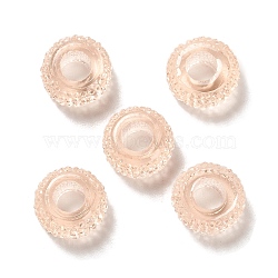 Transparent Resin European Beads, Large Hole Beads, Textured Rondelle, PeachPuff, 12x6.5mm, Hole: 5mm(RESI-B020-03G)