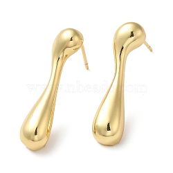 Rack Plating Brass Teardrop Stud Earrings for Women, Lead Free & Cadmium Free, Long-Lasting Plated, Real 18K Gold Plated, 28x6.5mm(EJEW-Z019-08G)