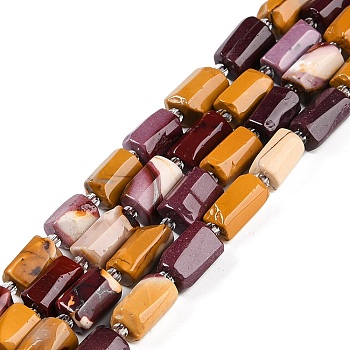 Natural Mookaite Beads Strands, with Seed Beads, Faceted, Column, 11~12x6~8mm, Hole: 0.5mm, about 28~32pcs/strand, 15.35''~16.14''(39~41cm)