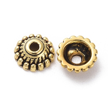 Tibetan Style Alloy Caps, Lead Free & Cadmium Free, Antique Golden, 8x3mm, Hole: 2mm
