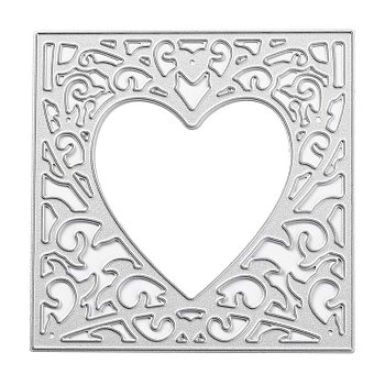 Valentine's Day Frame Carbon Steel Cutting Dies Stencils, for DIY Scrapbooking/Photo Album, Decorative Embossing DIY Paper Card, Heart, Matte Platinum Color, 84x84mm