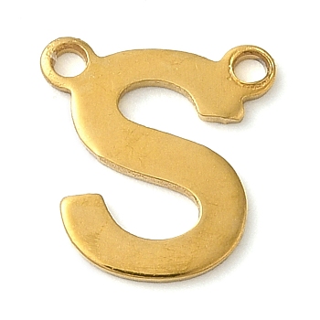 304 Stainless Steel Charms, Real 18K Gold Plated, Letter Charm, Letter S, 10x9.5x1mm, Hole: 1mm