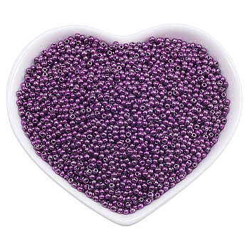 12/0 Glass Seed Beads, Grade A, Baking Varnish, Opaque Colours, Round, Purple, 2x1.5mm, Hole: 0.7mm, about 11200pcs/bag