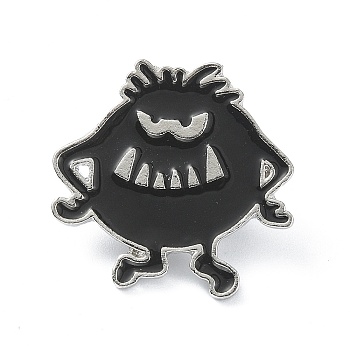 Halloween Theme Alloy Brooches, Enamel Pins, Monster, 24.5x25.5x1.6mm