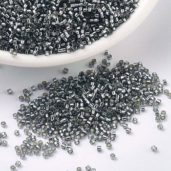 MIYUKI Delica Beads, Cylinder, Japanese Seed Beads, 11/0, (DB0048) Silver-Lined Grey, 1.3x1.6mm, Hole: 0.8mm, about 2000pcs/bottle, 10g/bottle