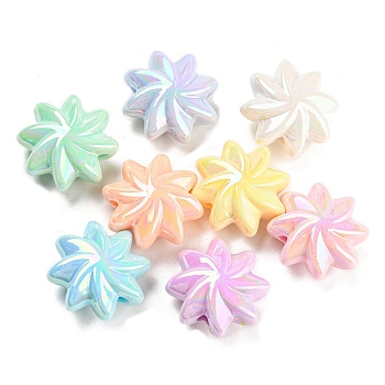 Opaque Acrylic Beads, AB Color Plated, Flower, Mixed Color, 19.5x19.5x2.5mm, Hole: 2.5mm, about 259pcs/500g