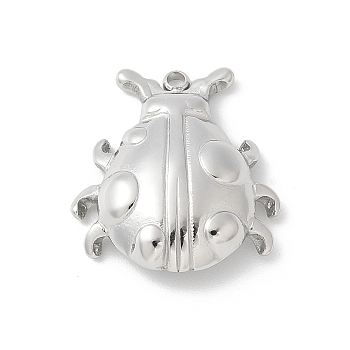 304 Stainless Steel Pendants, Ladybird Charms, Anti-Tarnish, Stainless Steel Color, 20x18x5mm, Hole: 1.5mm