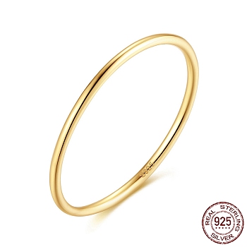 925 Sterling Silver Thin Finger Rings, Stackable Plain Band Ring for Women, with S925 Stamp, for Mother's Day, Real 14K Gold Plated, 1mm, US Size 7(17.3mm)