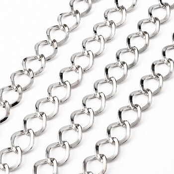 Iron Twisted Chains, Unwelded, with Spool, Rhombus Link, Platinum, 13.5x11x1mm, about 328.08 Feet(100m)/roll