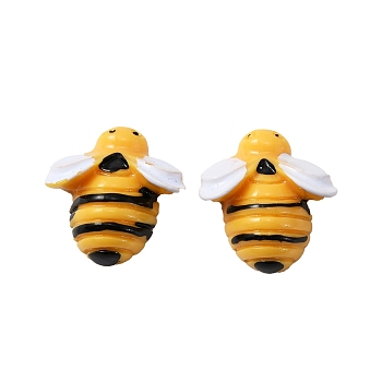 Opaque Resin Cabochons, Bees, Gold, 20x18x8mm
