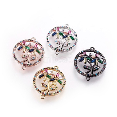 25mm Colorful Flower Brass+Cubic Zirconia Links