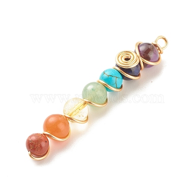 Chakra Natural & Synthetic Gemstone Copper Wire Wrapped Big Pendants(PALLOY-JF01622)-4