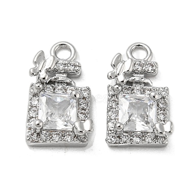Real Platinum Plated Clear Bottle Brass+Cubic Zirconia Pendants