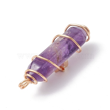 Natural Amethyst Copper Wire Wrapped Pendants(PALLOY-JF02535-02)-4