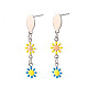 Flower Enamel Long Dangle Stud Earrings(EJEW-N049-03A)-2