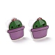 Acrylic Cute Plants Stud Earrings with Plastic Pins for Women(EJEW-F293-01D)-1