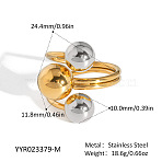 304 Stainless Steel Adjustable Cuff Rings for Women, Golden & Stainless Steel Color, Inner Diameter: Adjustable(GW5618-3)