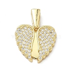 Brass Micro Pave Cubic Zirconia Open and Close Pendants, Real 16K Gold Plated, Heart, 21.5x16x4.5mm, Hole: 4x1.5mm(KK-A282-05B-G)