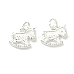 925 Sterling Silver Luck Rocking Horse Charms, with 925 Stamp, Silver, 10x12x2mm, Jump Ring: 5x0.8mm, 4mm Inner Diameter(STER-A050-10S)