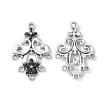 Alloy Chandelier Component Links, Cadmium Free & Lead Free, Enamel Style, Flower, Antique Silver, Black, 34x22x3mm, Hole: 2mm(ENAM-EA8536Y-2)