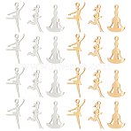 24Pcs 3 Style 201 Stainless Steel Laser Cut Pendants, Athlete, Golden & Stainless Steel Color, 8pcs/style(STAS-DC0001-66)