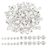 Elite 120Pcs 12 Styles Brass Beads, Rondelle & Round, Silver, 3.5~6x3~5.5mm, Hole: 1.4~2mm, 10pcs/style(KK-PH0005-91)