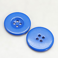 Resin Buttons, Dyed, Flat Round, Dodger Blue, 23x3mm(RESI-D033-23mm-10)