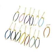 Leather Braided Cord Link Bracelets, Fit for Connector Charms, with Long-Lasting Plated Rack Plating Colden Tone Brass Lobster Claw Clasp & Chain Extender, Mixed Color, 6x1/8 inch(15.2cm), Hole: 2mm(MAK-K022-01G)