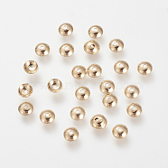 Brass Bead Caps, Nickel Free, Real 18K Gold Plated, 4x1mm, Hole: 1mm(KK-T014-122G)