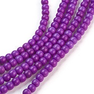 Synthetic Turquoise Beads Strands, Dyed, Round, Purple, 4mm, Hole: 1mm, about 110pcs/strand, 15.6 inch(TURQ-G106-4mm-02O)