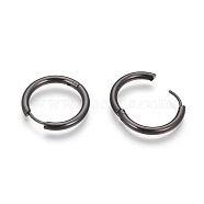 304 Stainless Steel Hoop Earrings, Manual Polishing Huggie Earrings, Gunmetal, 10 Gauge, 21x2.5mm, Pin: 0.9mm(±0.1mm), Inner Diameter: 16mm(EJEW-P177-B-17)