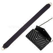 Leather Short Bag Straps, with Alloy D-Ring Clasp, Black, 18.6x1.25x0.35cm(FIND-WH0191-06B)