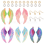 Pandahall DIY Wing Earring Making Kit, Including 304 Stainless Steel Filigree Big Pendants, Brass Jump Rings & Earring Hooks, Mixed Color, 150Pcs/box(STAS-TA0001-95)