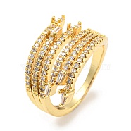 Rack Plating Brass Micro Pave Cubic Zirconia Open Cuff Ring for Women, Long-Lasting Plated, Lead Free & Cadmium Free, Real 18K Gold Plated, US Size 6 3/4(17.1mm), 2~13mm(RJEW-F153-03G)