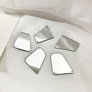 Sew On Mirror Rhinestones, Trapezoid Acrylic Pieces, with Holes for Costume Evening Dresses Clothing Wedding Dress Decoration, Silver, 17x19x1.3mm, Hole: 1.2mm(DIY-WH0304-635J)