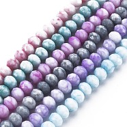 Opaque Baking Painted Glass Beads Strands, Imitation Stones, Faceted, Rondelle, Mixed Color, 6x5mm, Hole: 1mm, about 80~81pcs/strand, 14.76 inch~14.96 inch(37.5~38cm)(EGLA-N006-009A-A)